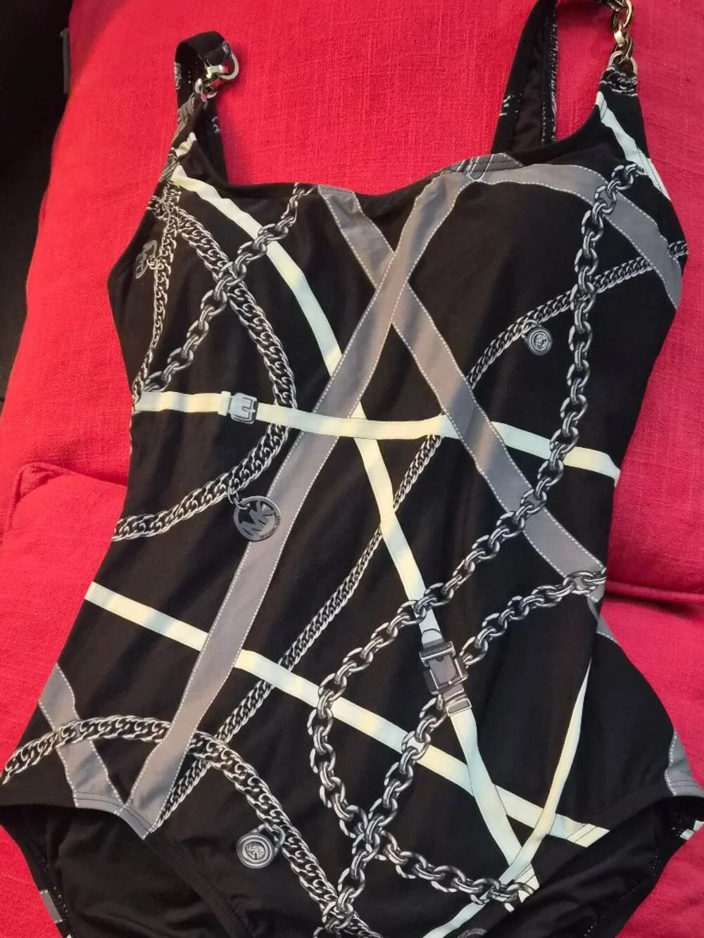 Michael Kors Chain Print One-Piece Swimsuit (Size 6 / M)